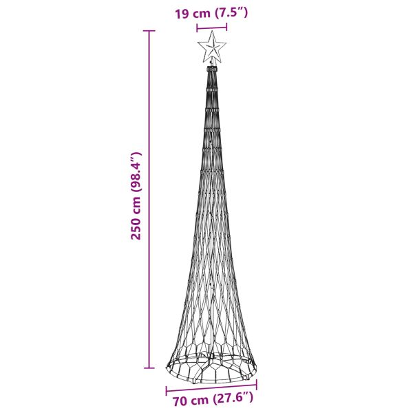 LED Коледна Елха с поставка Синьо 70 х 70 х 250 см Метал