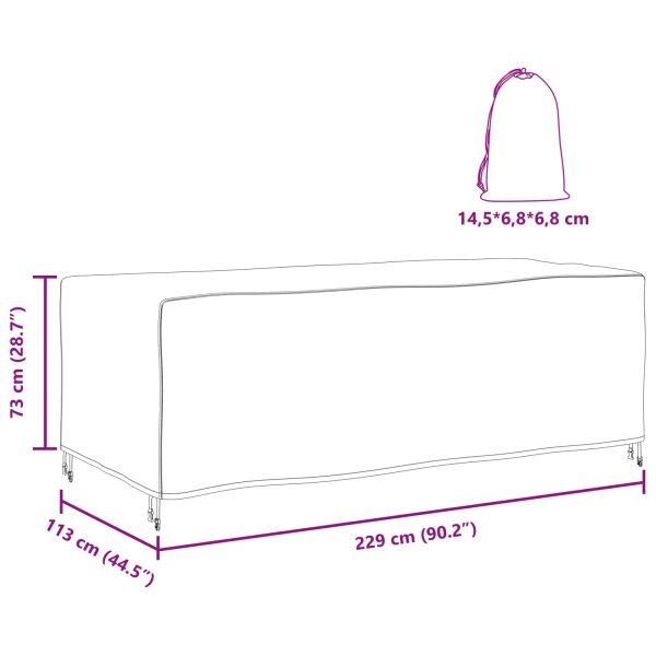 Покривало за градински мебели Черно 229 x 113 x 73 cm 600D