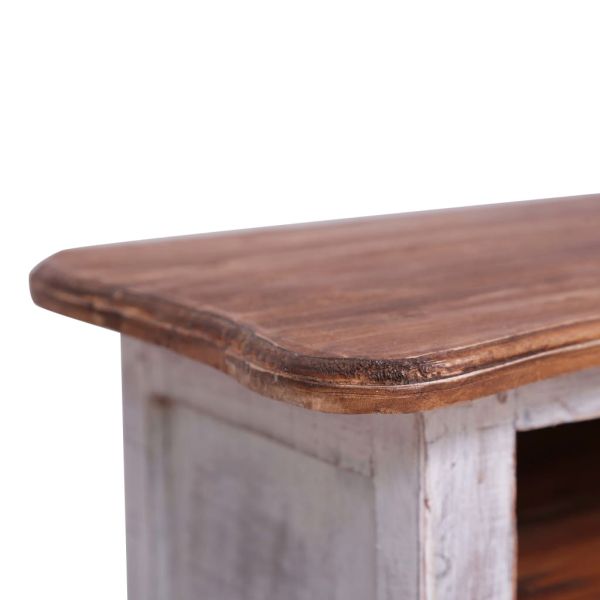 ТВ шкаф, 120x30x40 см, бял, махагоново дърво масив