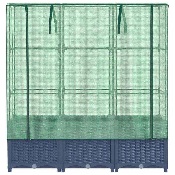 Повдигнато легло с оранжерия калъф, ратанов вид, 120x40x138 см