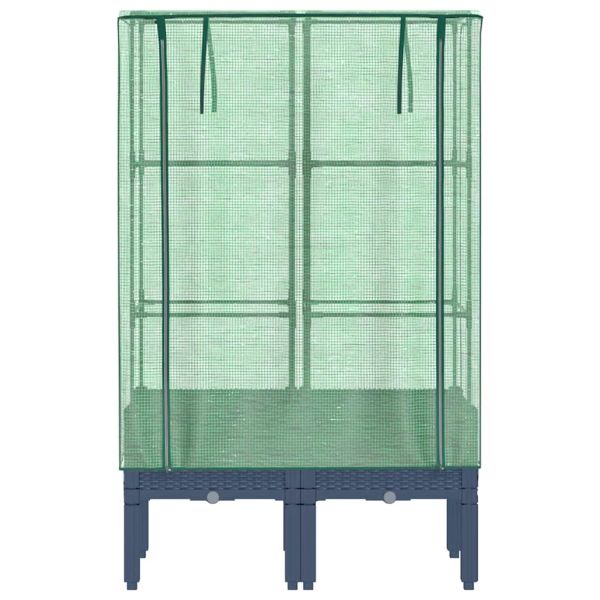 Повдигнато легло с оранжерия калъф, ратанов вид, 80x40x140 см