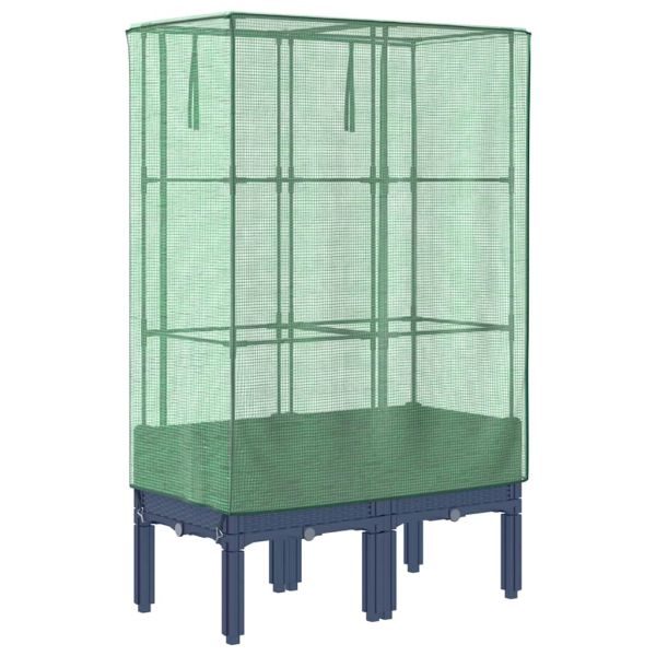 Повдигнато легло с оранжерия калъф, ратанов вид, 80x40x140 см