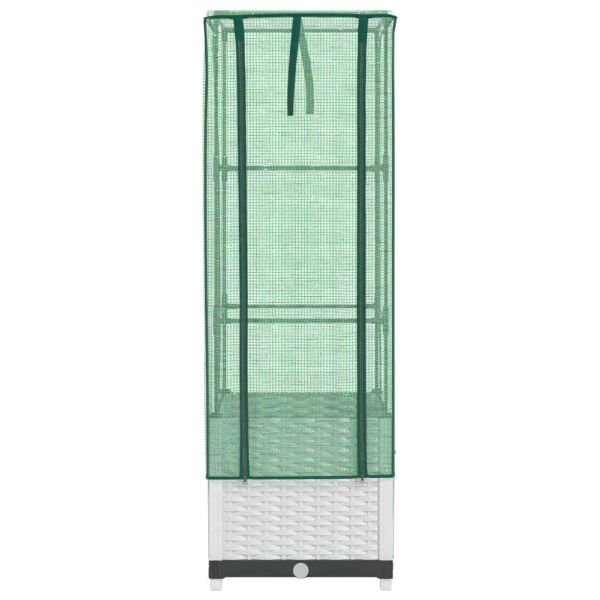 Повдигнато легло с оранжерия калъф, ратанов вид, 40x40x139 см