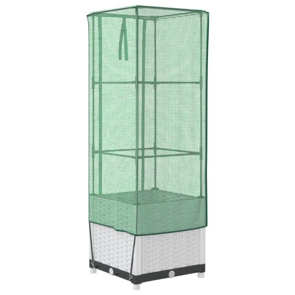 Повдигнато легло с оранжерия калъф, ратанов вид, 40x40x139 см