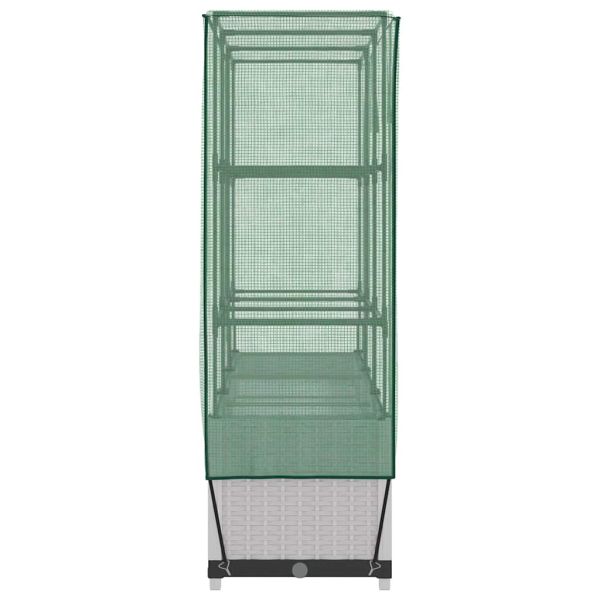 Повдигнато легло с оранжерия калъф, ратанов вид, 120x40x138 см