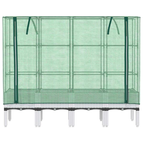 Повдигнато легло с оранжерия калъф, ратанов вид, 160x40x140 см