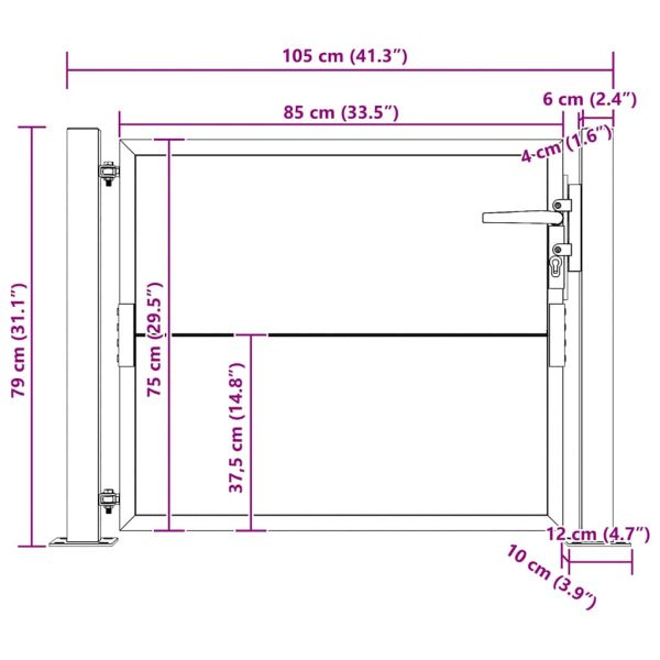 Градинска порта 100x75 см, кортенова стомана