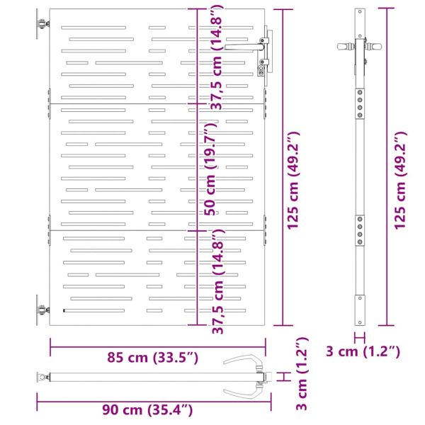 Градинска порта 85x75 см, кортенова стомана, дизайн с дърво