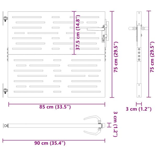 Градинска порта 85x75 см, кортенова стомана, квадратен дизайн