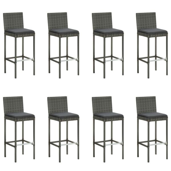 Градински бар комплект с възглавници, 9 части, сив