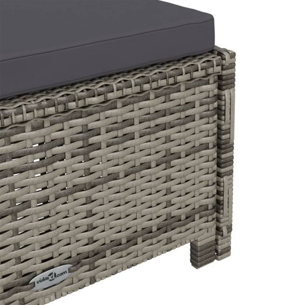 Шезлонг с тъмносиво шалте, сив полиратан