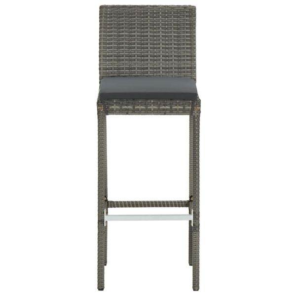 Градински бар комплект, 7 части, сиво, акация масив и полиратан