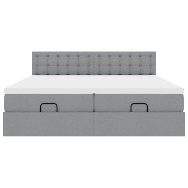 Османска легло с матраци и LED, светлосиво, 180x200 см, плат