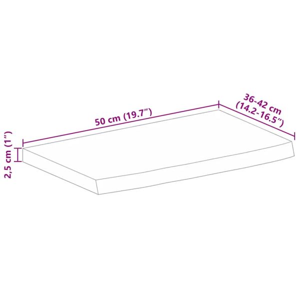 Плот за маса, 50x40x2,5 см, жив ръб, грубо мангово дърво масив