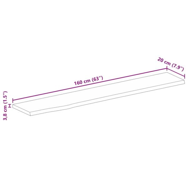 Плот за маса, 160x20x3,8 см, жив ръб, грубо мангово дърво масив