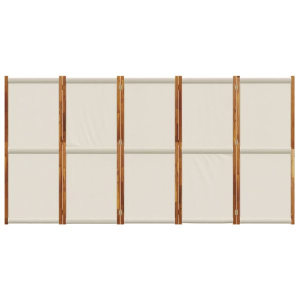 Параван за стая, 5 панела, светлосив, 350x180 cм