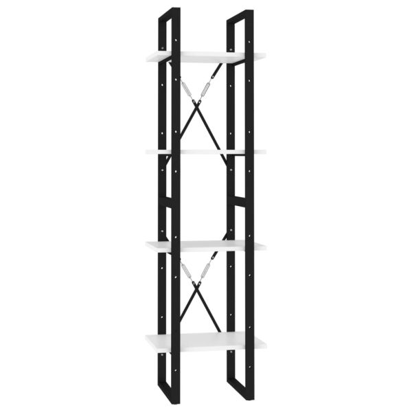 4-етажна библиотека, бяла, 40x30x140 см, инженерно дърво