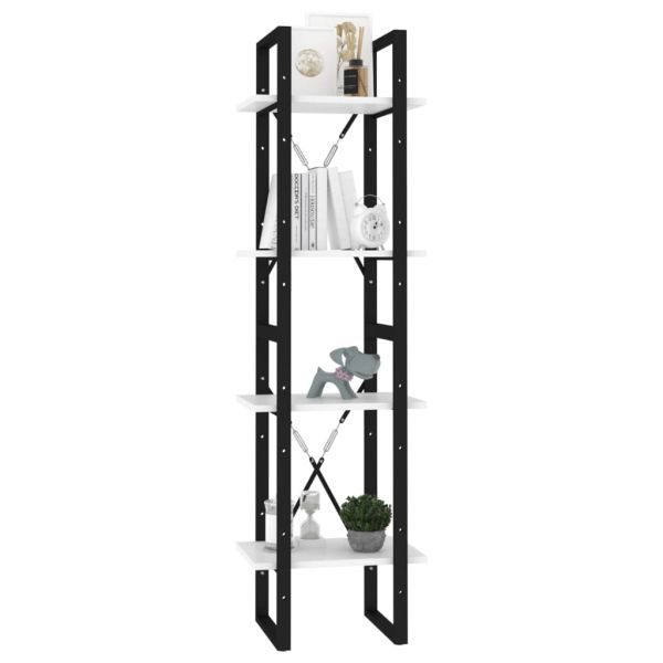 4-етажна библиотека, бяла, 40x30x140 см, инженерно дърво