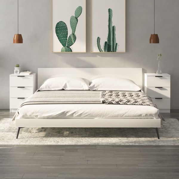 Нощни шкафчета, 2 бр, бял гланц, 40x36x65 см