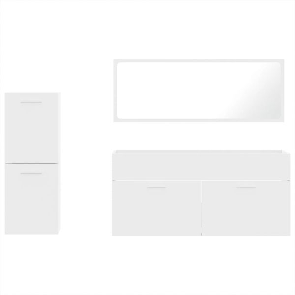 Комплект мебели за баня от 3 части, бял, инженерно дърво