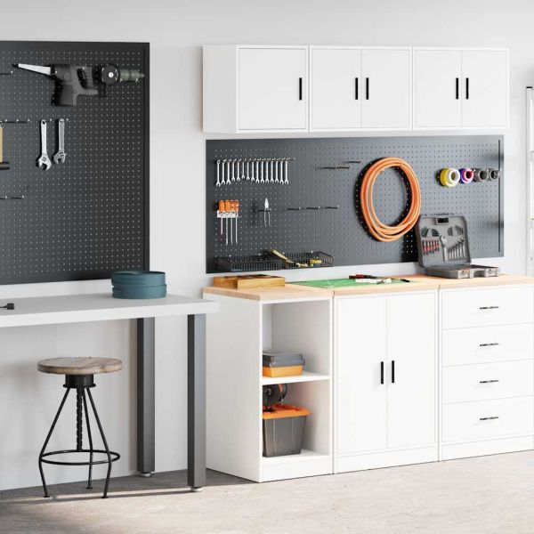 гаражни шкафове, 2 бр, бели, инженерно дърво