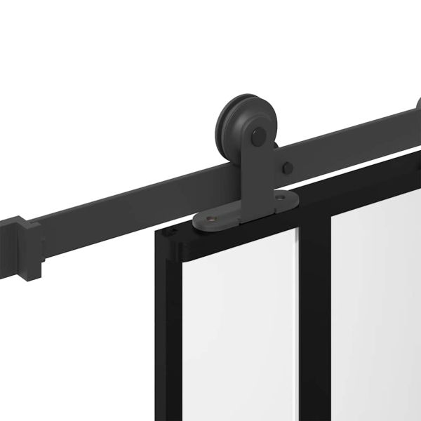 Плъзгаща се врата с обков 76x205 см Закалено стъкло&Алуминий