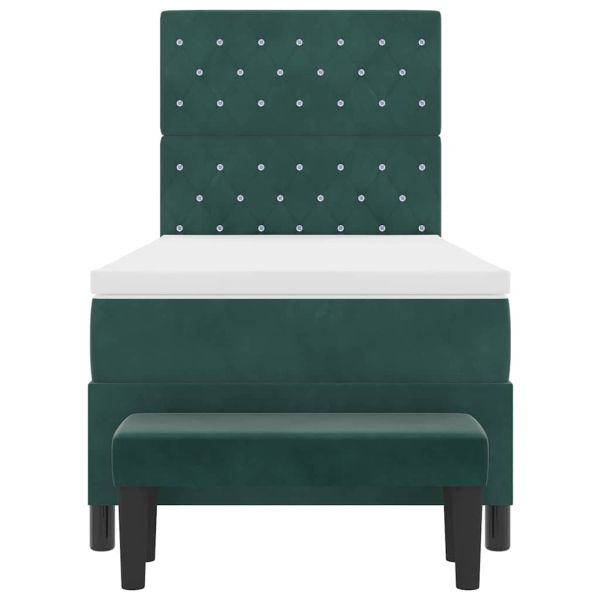 Легло с пружинирана основа Тъмен зелен 90 x 190 cm Кадифе