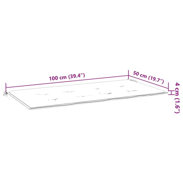 Възглавница за градинска пейка Флорален Зелен 100 x 50 x 4 cm
