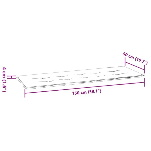 Възглавница за градинска пейка Флорален Зелен 150 x 50 x 4 cm