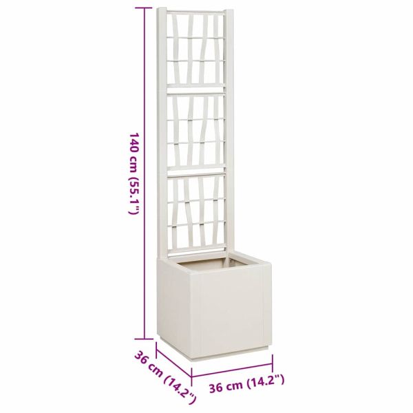 Градинска саксия Бяло 36 x 36 x 140 см Полипропилен