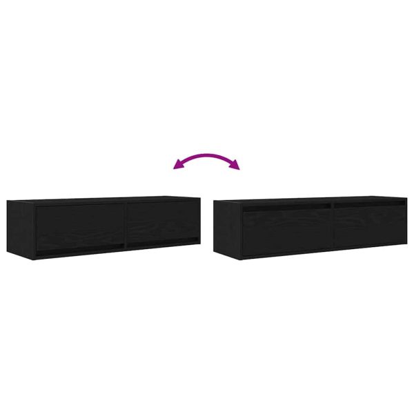 ТВ шкаф с чекмедже Черен дъб 100 x 31 x 25.5 см Инженерно дърво