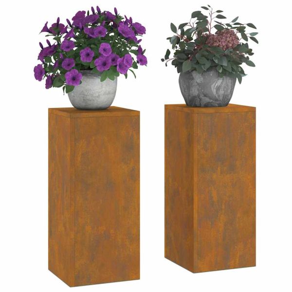 Стойка за растения 2 pcs Ръждясало 24 x 24 x 55 см