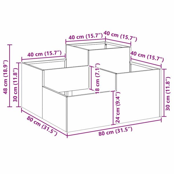 Градинска саксия Маслиненозелен 80 x 80 x 48 см Стомана