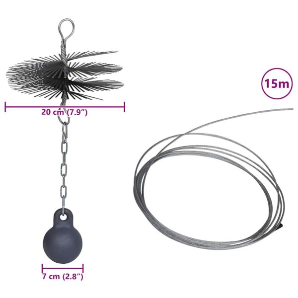 Кръгла четка за почистване на комин, диаметър 20 см