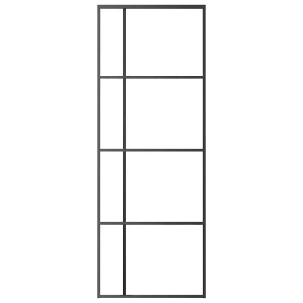 Плъзгаща се врата матирано ESG стъкло/алуминий 76x205 см черна