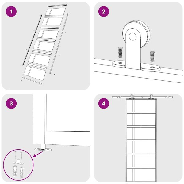 Плъзгаща се врата матирано ESG стъкло/алуминий 76x205 см черна