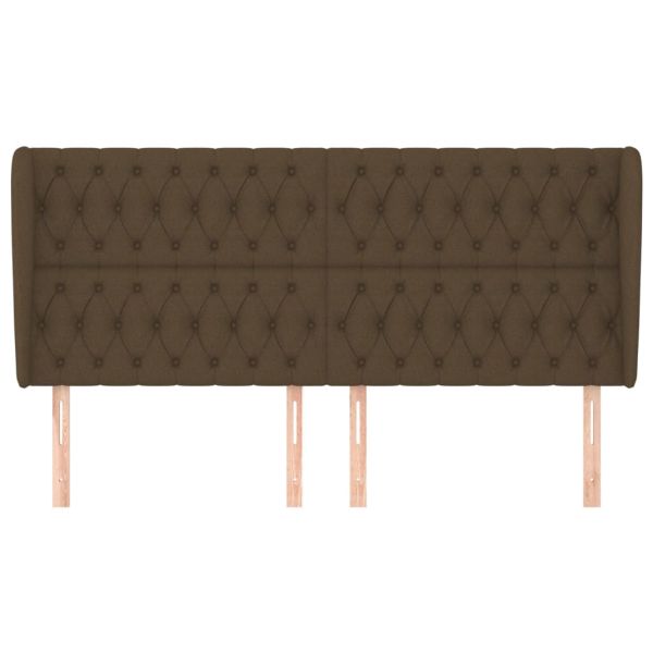 Горна табла за легло с уши, тъмнокафява,203x23x118/128 см, плат