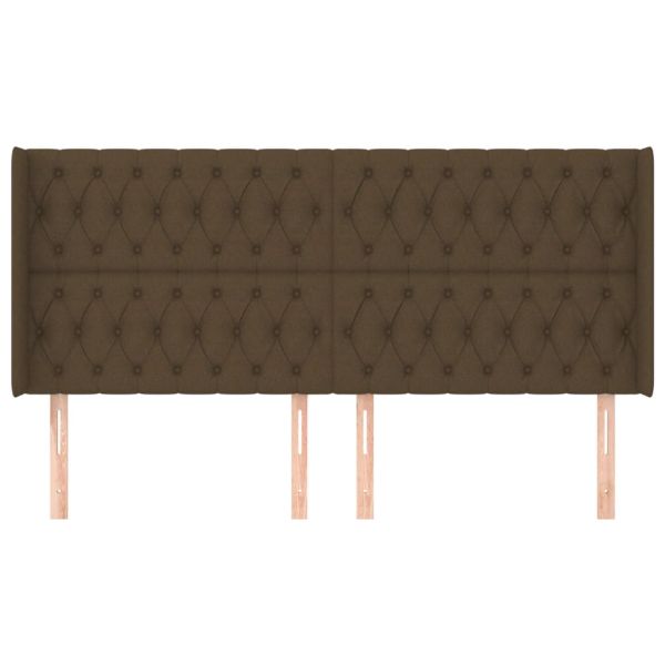 Горна табла за легло с уши, тъмнокафява,203x16x118/128 см, плат