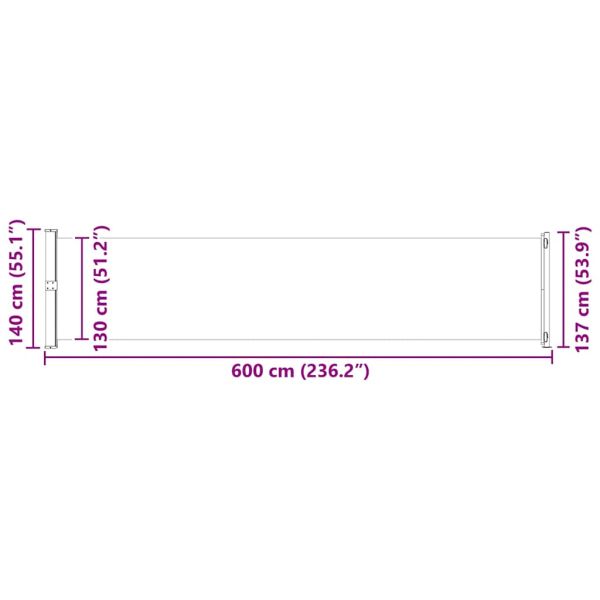 Прибираща се дворна странична тента, 140x600 см, синя