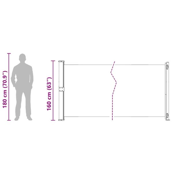 Прибираща се дворна странична тента, 600x160 см, сива