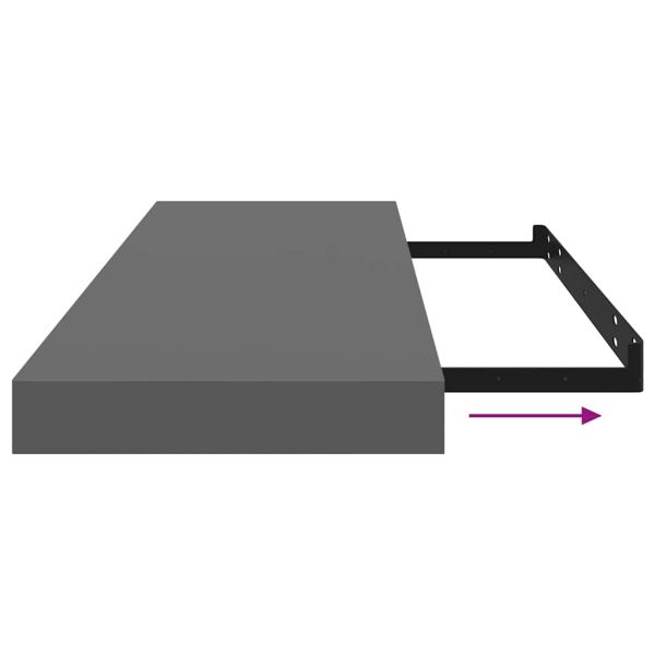 Окачени стенни рафтове, 2 бр, сив гланц, 80x23,5x3,8 см, МДФ