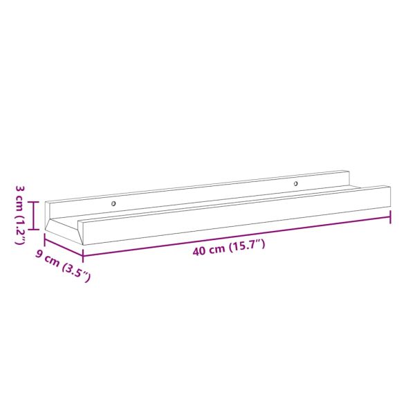 Рафтове за фоторамки, 2 бр, бели, 40x9x3 см, МДФ