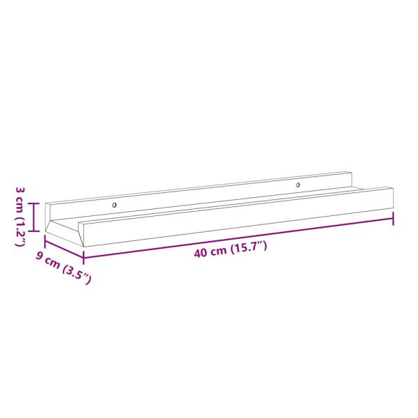 Рафтове за фоторамки, 2 бр, черни, 40x9x3 см, МДФ