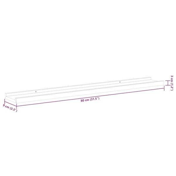 Рафтове за фоторамки, 2 бр, сиви, 80x9x3 см, МДФ