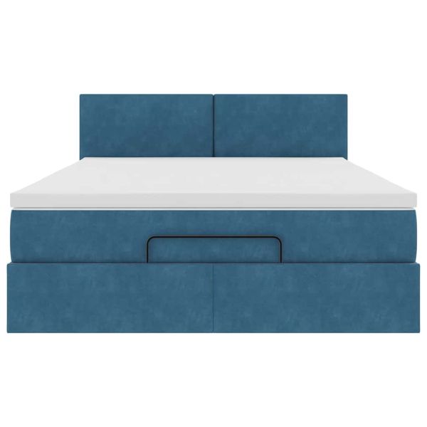 Османско легло с матрак Тъмно синьо 140x190cm кадифе