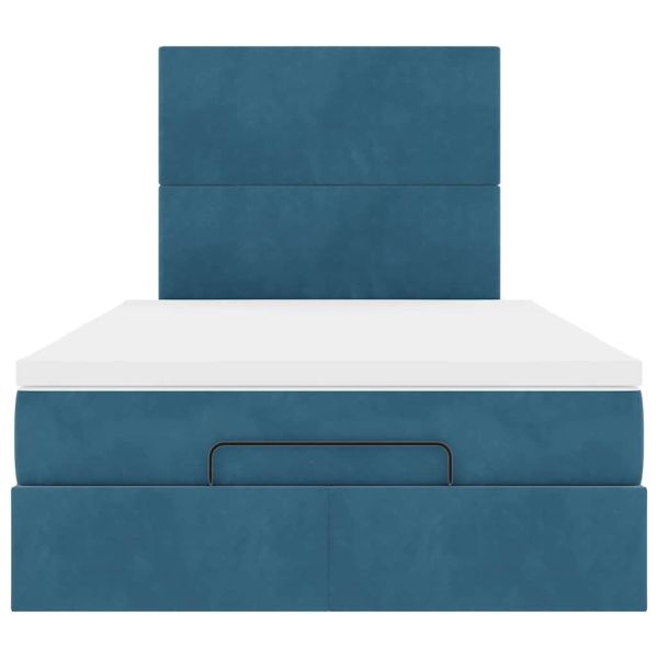 Османска легло с матраци, тъмносиньо, 120x200 см, кадифе