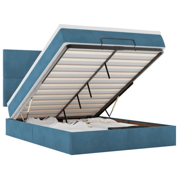 Легло с матраци Тъмно синьо 140x190cm кадифе