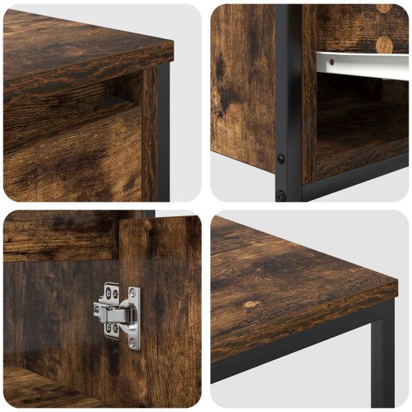 Комплект мебели за баня 2 pcs Димящ дъб и черно Инженерно дърво