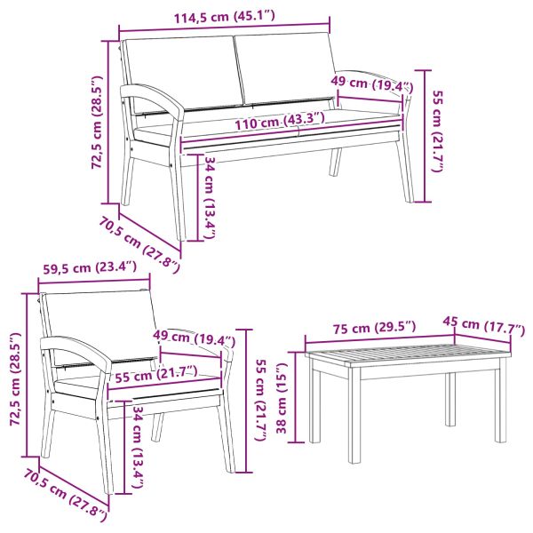 Бистро комплект с възглавница 5 pcs Кафяво Полиестер