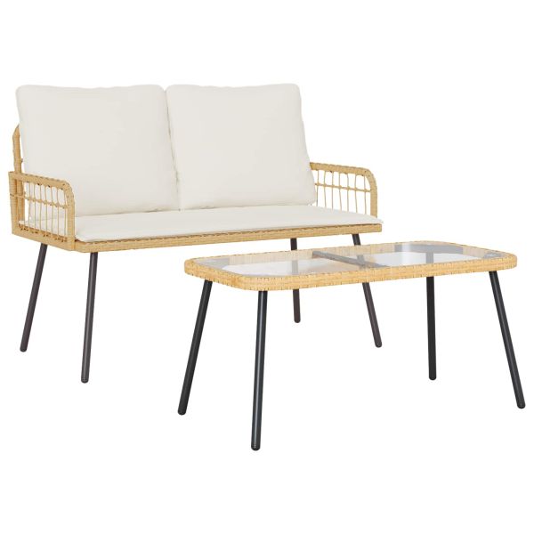 Комплект за хранене в градината 2 pcs Естествен полиратан